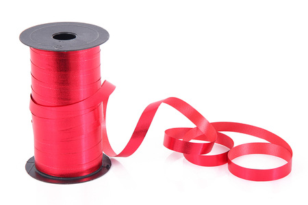 red ribbon on white backgroundの写真素材
