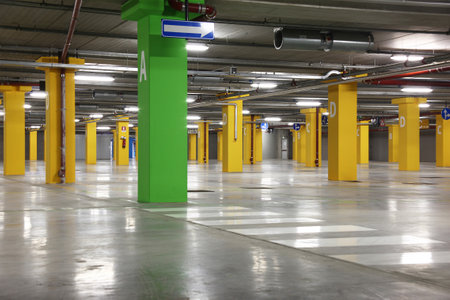 an empty big underground parkingのeditorial素材