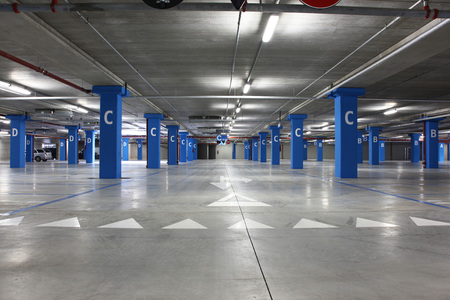 an empty big underground parkingの写真素材
