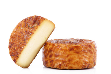 original italian cheese on white backgroundの写真素材