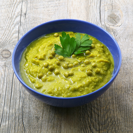 exquisite traditional peas soup with bio ingredientsの写真素材