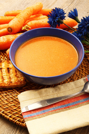 exquisite traditional carrots soup with bio ingredientsの写真素材