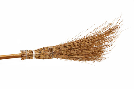 old sage broom on white background の写真素材