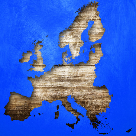 European map on wooden backgroundの写真素材