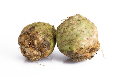 fresh Celery Turnip on white backgroundの写真素材