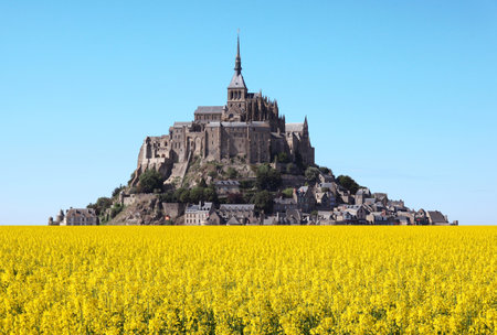 view of Mont Saint Michel abbeyのeditorial素材