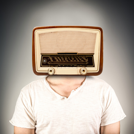 a man with a radio headの写真素材