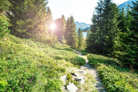 a High Mountain Trail in the Dolomitesのeditorial素材