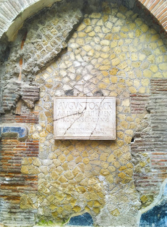 the frescoes in the archaeological site of Herculaneumのeditorial素材