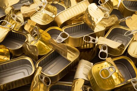 some golden metal food boxes