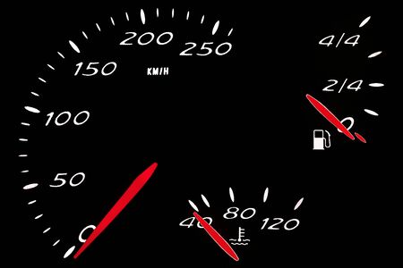 a detail of a dashboard with analogue controls