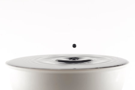 one drop of water hits the waterの写真素材