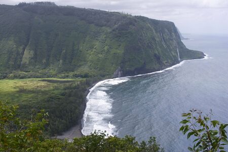 Misty shoreline of the Big Island of Hawaiiの写真素材