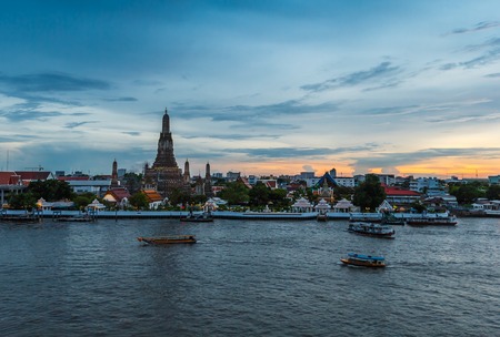 Wat Arun Temple at twilightの写真素材