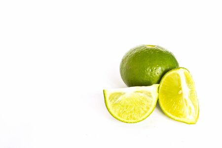 Fresh ripe lime. Isolated on white background の写真素材