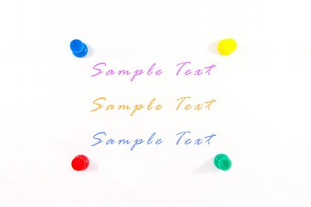 Push pins isolated on white background の写真素材