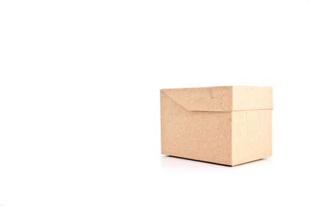 paper boxes with recycle symbol on white background の写真素材