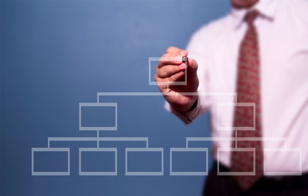 businessman drawing a flowchart on a whiteboard (selective focus) の写真素材