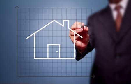 business man drawing house の写真素材