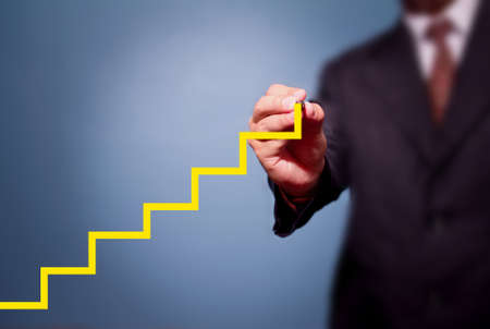 Business man write stair 