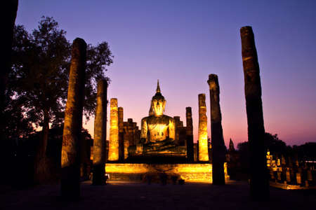 Buddha big in city old Sukothai temple , Thailand ,