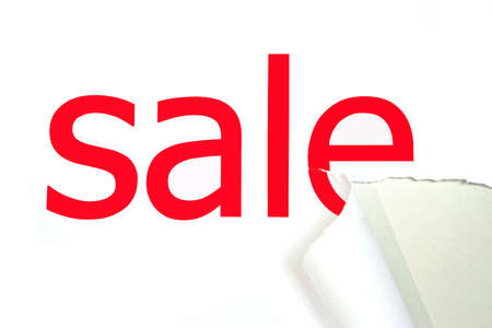 torn paper with saleの写真素材