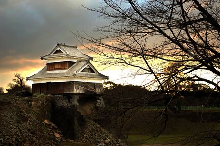 KUMAMOTO - DEC,16 : Landscape of Kumamoto castle, a hilltop Japanese castle located in Kumamoto Prefecture on the island of Kyushu.The main castle was damaged by earthquake and now repairing. JAPAN DEC,16 2016のeditorial素材