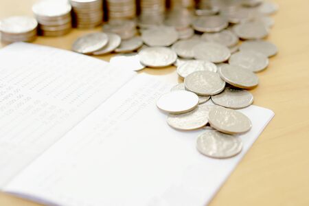 Blur -The passbook and coinsの写真素材