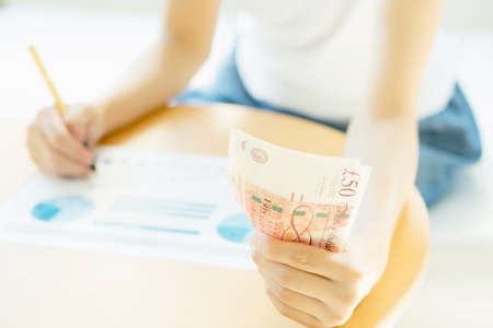 Businesswoman analyze data  or banker makingの写真素材