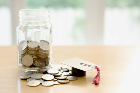 Education budget concept. education money savings in a glassの写真素材