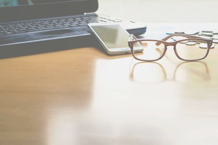 Business concept of laptop, smart phone, notebook 