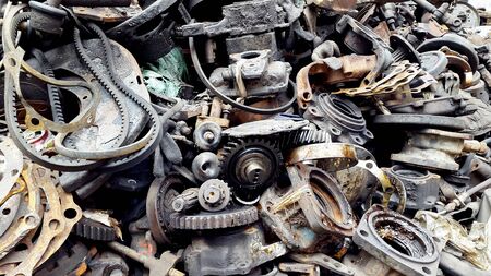 Old machine parts, spare parts, replacement parts in second hand machinery shop. の写真素材