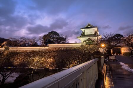 Kanazawa, Japan - December 15, 2017: Kanazawa castle at night in Kanazawaのeditorial素材