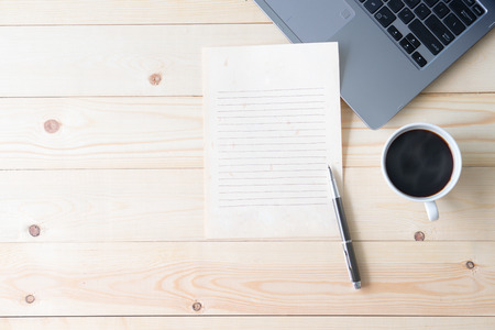 Modern Information medium and coffee on table