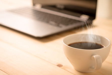 Modern office wood desk の写真素材