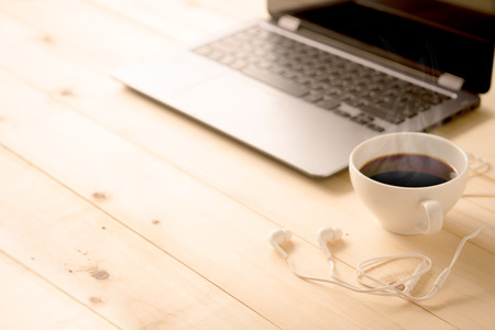 Modern office wood desk の写真素材