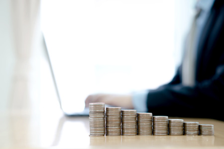 Male employee working on laptop,の写真素材