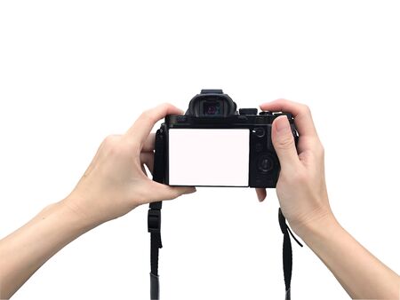 Holding camera with isolated background