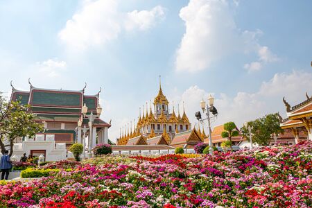 Bangkok, Thailand - January 21, 2020 :  Wat Ratchanaddaram and Loha Prasat Metal Palace in Bangkok ,Thailandのeditorial素材