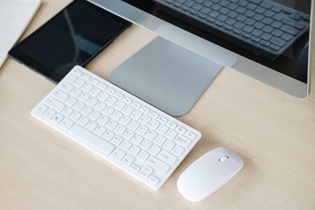 Workspace with copy space on top view