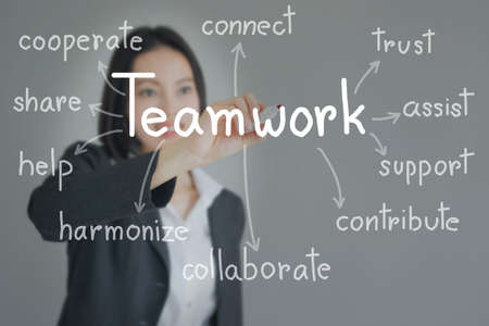 Beautiful Businesswoman writing teamwork concept. Business conceptの写真素材