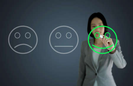 business man select happy on satisfaction evaluation, Business concept