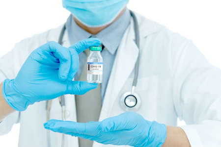 vaccines fight against virus covid-19 corona virus, doctor or scientist in laboratory holding a...