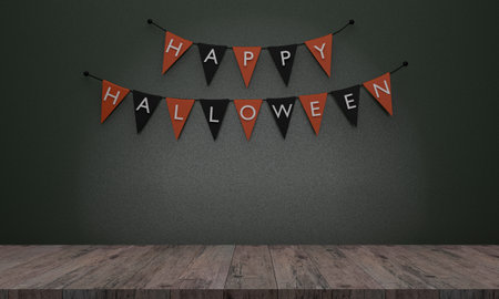 3D. Happy Halloween banner for home decoration at Halloween.の写真素材