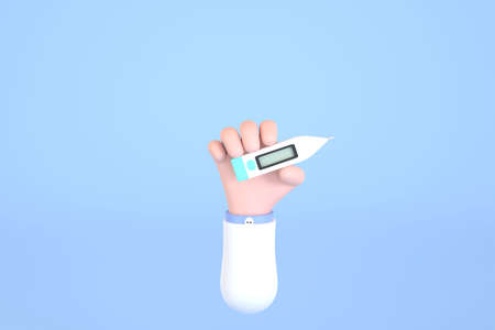 3D. Medical man's hand with holds the thermometer. Medical conceptの写真素材