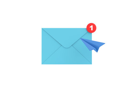 3d. mail envelope icon with paper plane isolated.の写真素材