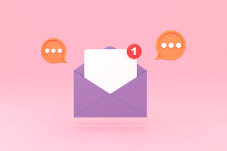 3D. Notification message document icon bubble symbol with social communication email reminder notice.の写真素材