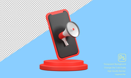 3D. Promotion Sale with megaphone mobile phone symbolizes.の写真素材