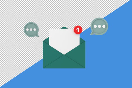 3D. Notification message document icon bubble symbol with social communication email reminder notice.の写真素材
