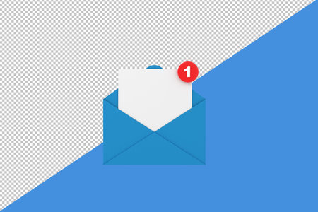 3d. Mail notification one new email message in the inbox concept isolated.の写真素材